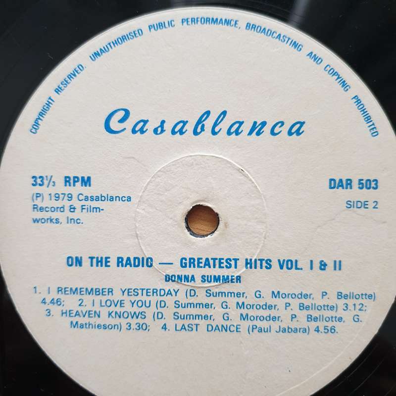 Donna Summer  On The Radio - Greatest Hits Vol. I & II (Rhodesia/Zimbabwe) - Double Vinyl LP R...