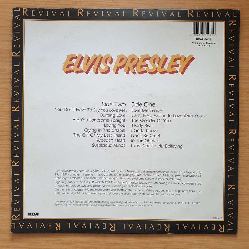 Elvis Presley - Revival Series - Vinyl LP Record - Very-Good Quality (VG) (verygood)