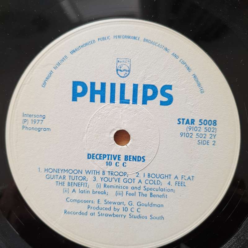 10cc - Deceptive Bends  (Rhodesia/Zimbabwe) (Rare Release) - Vinyl LP Record - Very-Good+ Quality...