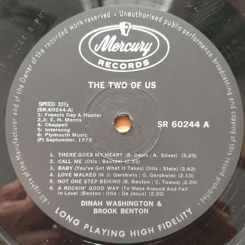 Dinah Washington And Brook Benton  The Two Of Us -  Vinyl LP Record - Very-Good Quality (VG) (...