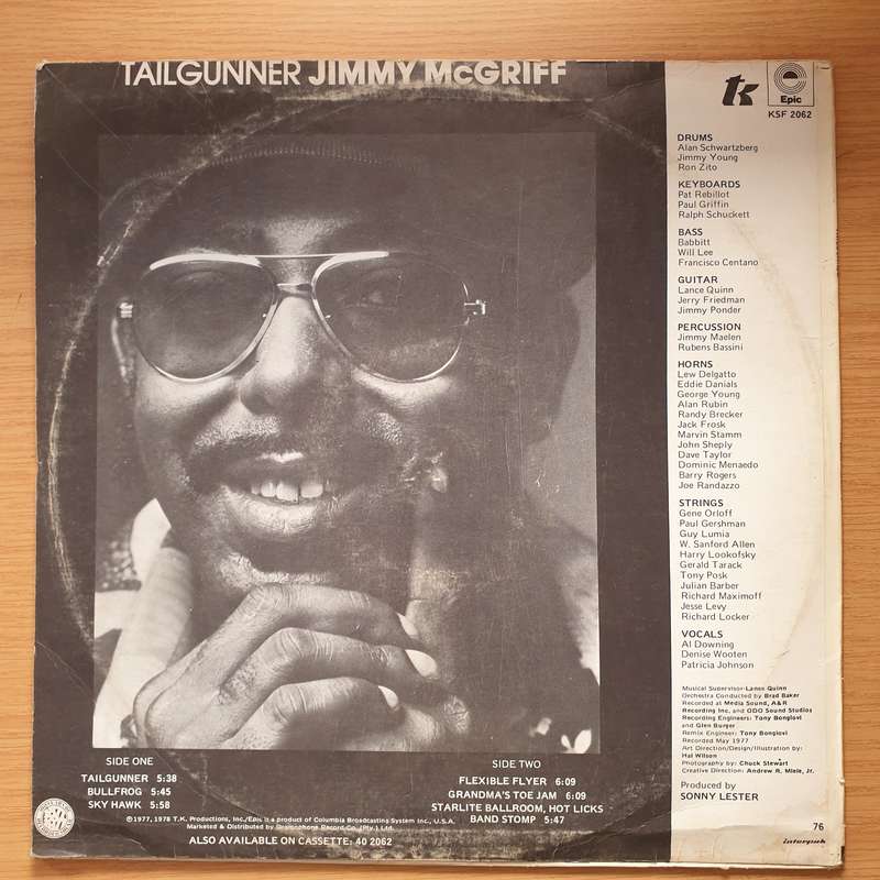 Jimmy McGriff  Tailgunner  Vinyl LP Record - Very-Good+ Quality (VG+)