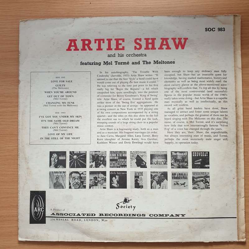 Artie Shaw And His Orchestra Featuring Mel Tormé And The Meltones - Vinyl LP Record - Very-Good+...