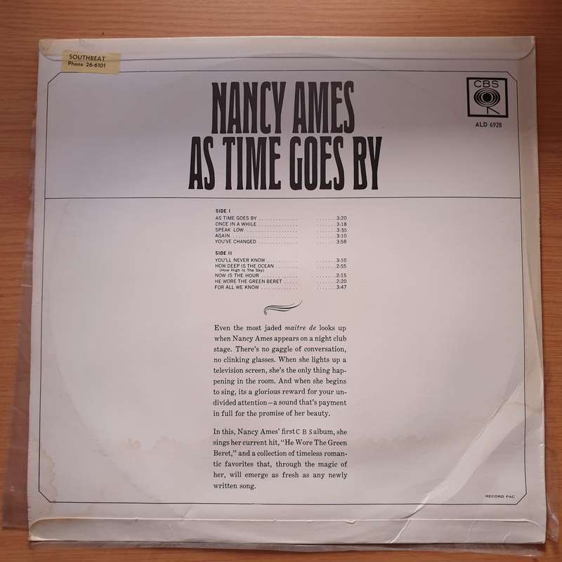 Nancy Ames  As Time Goes By - Vinyl LP Record - Very-Good+ Quality (VG+) (verygoodplus)