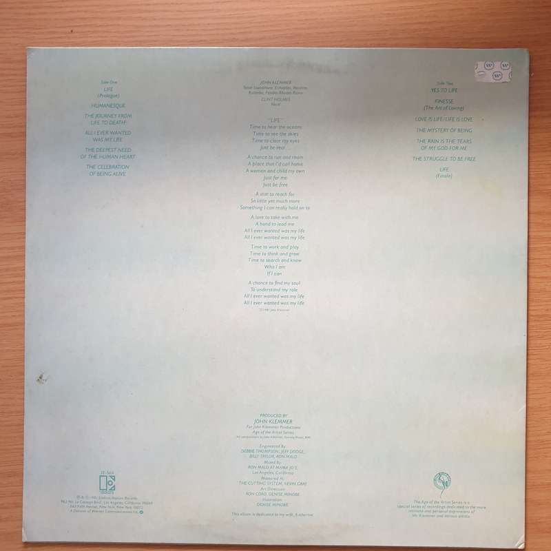 John Klemmer  Solo Saxophone II - Life - Vinyl LP Record - Very-Good+ Quality (VG+) (verygoodp...