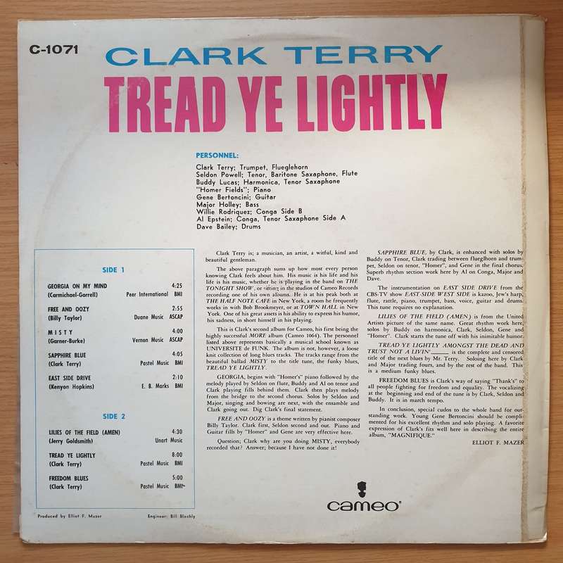 Clark Terry  Tread Ye Lightly - Vinyl LP Record - Very-Good+ Quality (VG+)
