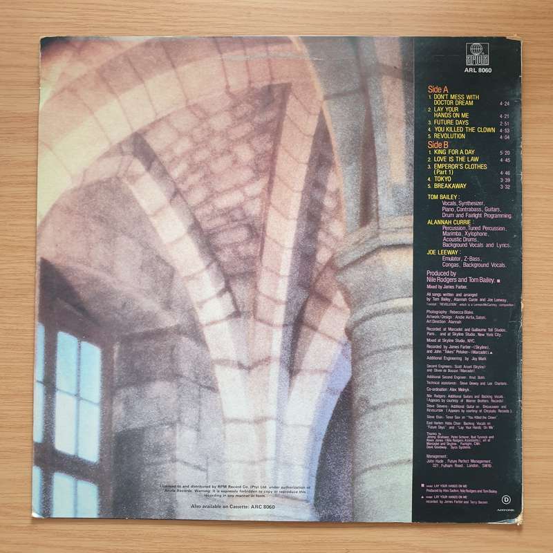 Thompson Twins  Here's To Future Days  Vinyl LP Record - Very-Good+ Quality (VG+) (verygood...