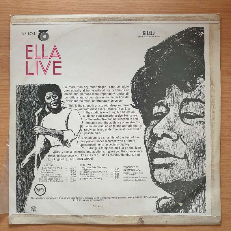 Ella Fitzgerald  Ella Live - Vinyl LP Record - Very-Good+ Quality (VG+) (verygoodplus)