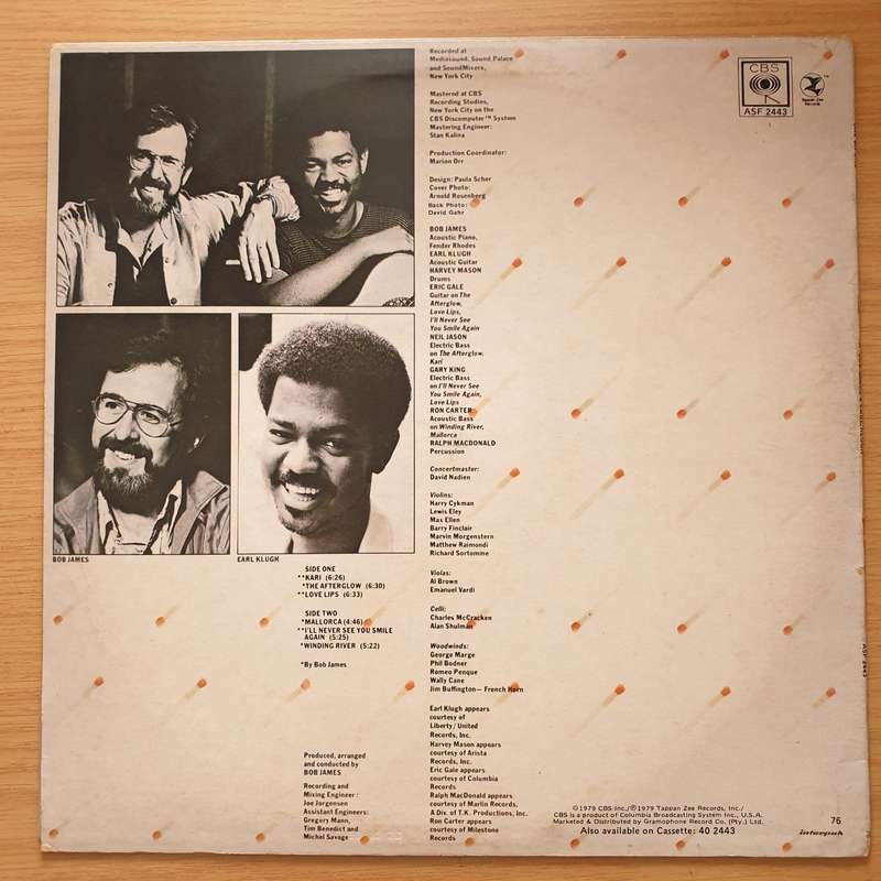 Bob James & Earl Klugh  One On One - Vinyl LP Record - Very-Good+ Quality (VG+) (verygoodplus)