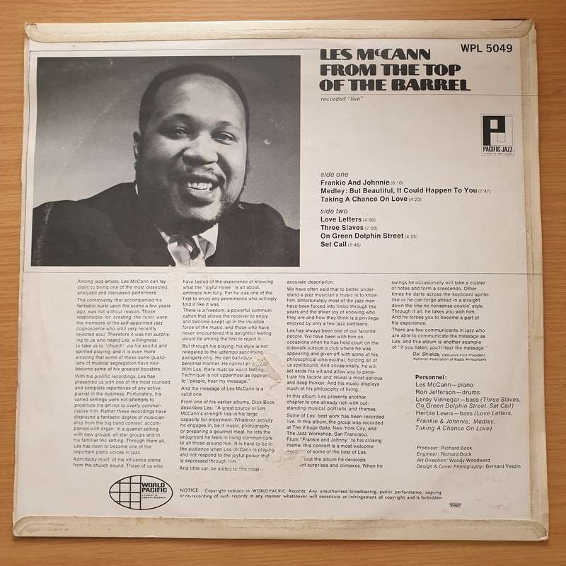 Les McCann  From The Top Of The Barrel - Vinyl LP Record - Very-Good+ Quality (VG+) (verygoodp...