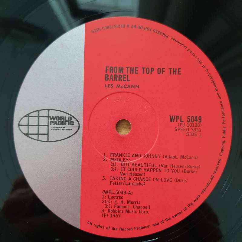 Les McCann  From The Top Of The Barrel - Vinyl LP Record - Very-Good+ Quality (VG+) (verygoodp...