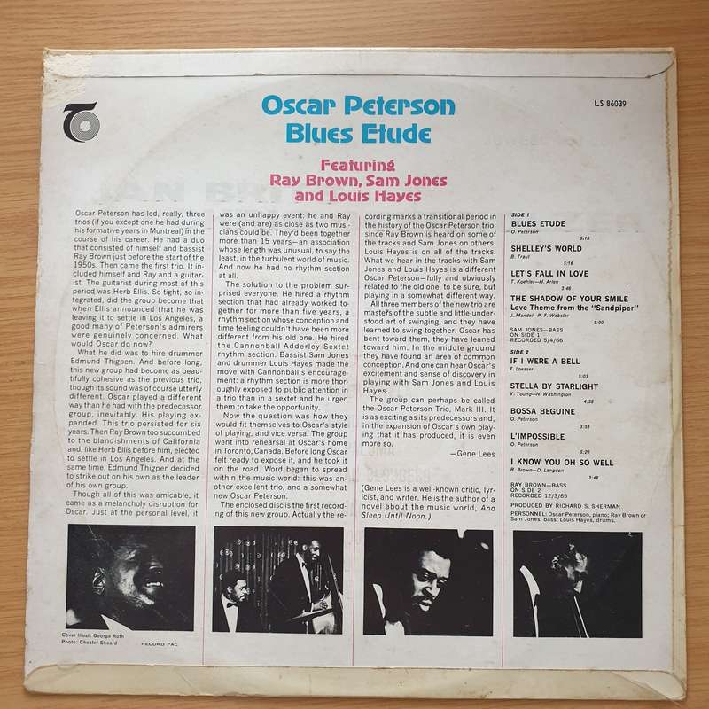 Oscar Peterson  Blues Etude - Vinyl LP Record - Very-Good+ Quality (VG+) (verygoodplus)
