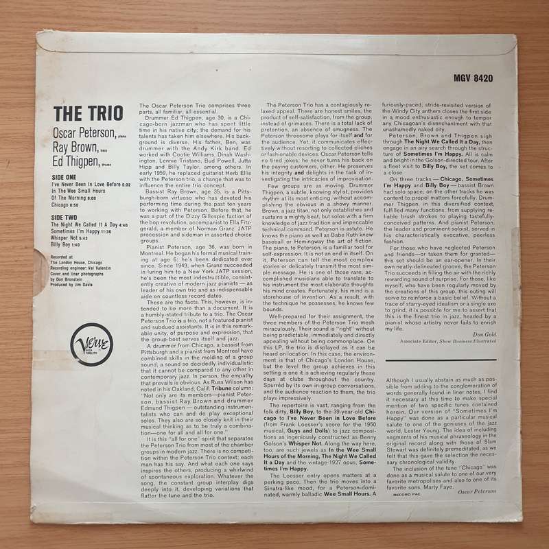 The Oscar Peterson Trio  The Trio - Live From Chicago - Vinyl LP Record - Very-Good+ Quality (...