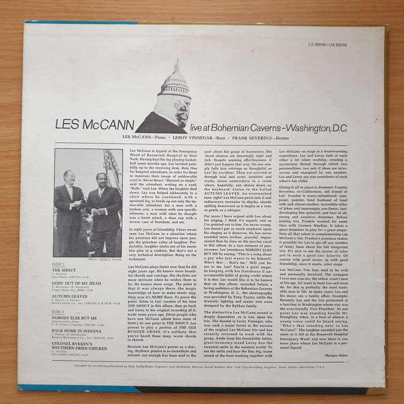 Les McCann  Live At Bohemian Caverns - Washington, D.C - Vinyl LP Record - Very-Good+ Quality ...