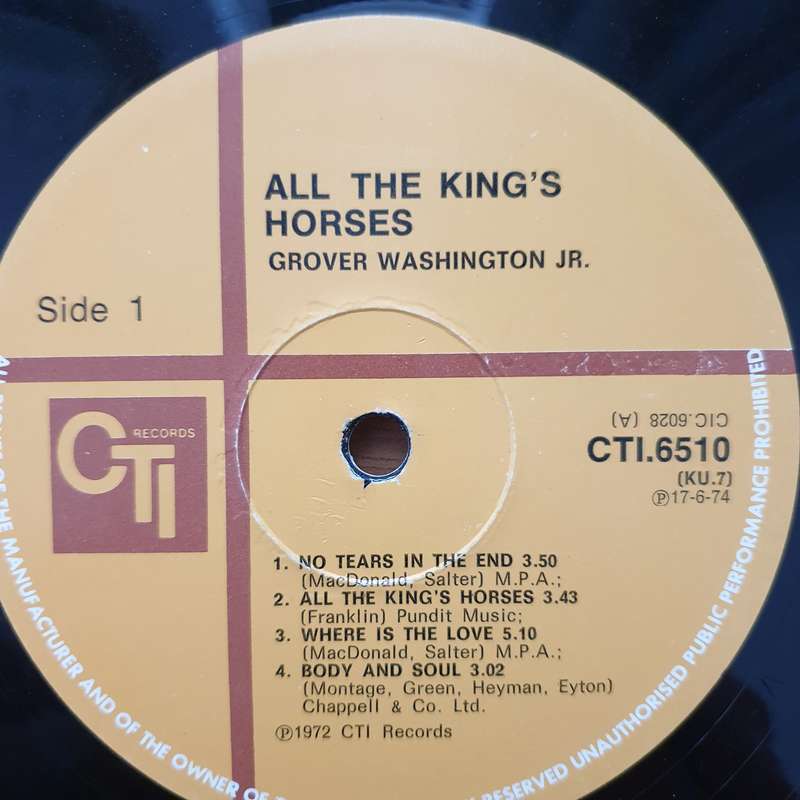 Grover Washington, Jr.  All The King's Horses - Vinyl LP Record - Very-Good Quality (VG)  (...
