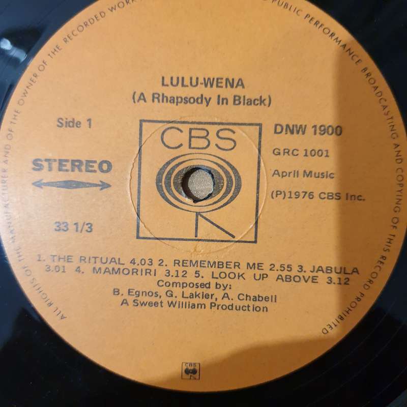 Lulu-Wena  A Rhapsody In Black  - Vinyl LP Record - Very-Good Quality (VG)  (verry)