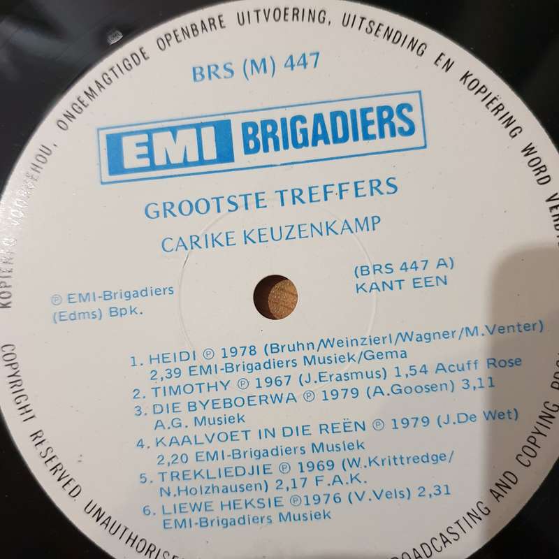 Carike Keuzenkamp - Grootste Treffers (Rhodesia/Zimbabwe) - Vinyl LP Record - Very-Good+ Quality ...