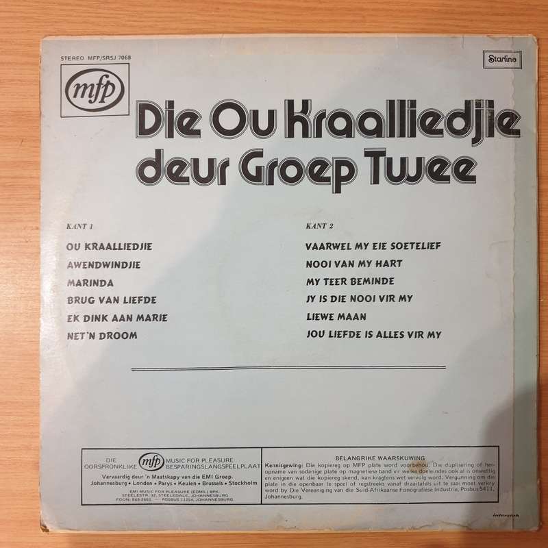 Groep Twee  Die Ou Kraalliedjie - Vinyl LP Record - Very-Good+ Quality (VG+) (verygoodplus)