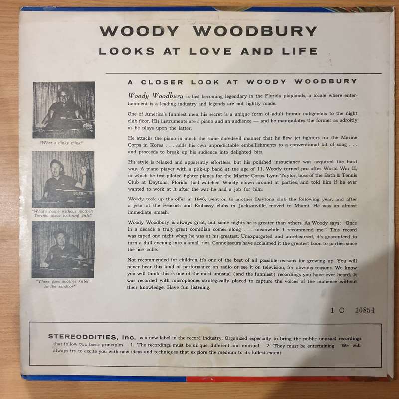 Woody Woodbury  Woody Woodbury Looks at Love and Life - Vinyl LP Record - Very-Good+ Quality (...