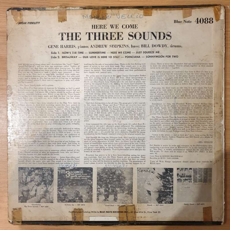 The 3 Sounds  Here We Come - Vinyl LP Record - Good+ Quality (G+) (gplus)