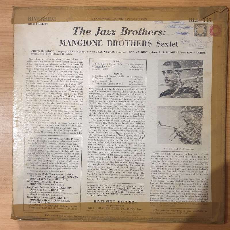 The Mangione Brothers Sextet  The Jazz Brothers - Vinyl LP Record - Good+ Quality (G+) (gplus)