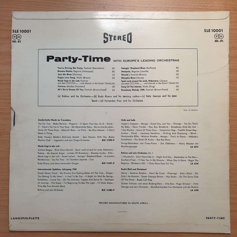 Party-Time with Europe's Leading Orchestras  - Vinyl LP Record - Very-Good Quality (VG)  (verry)