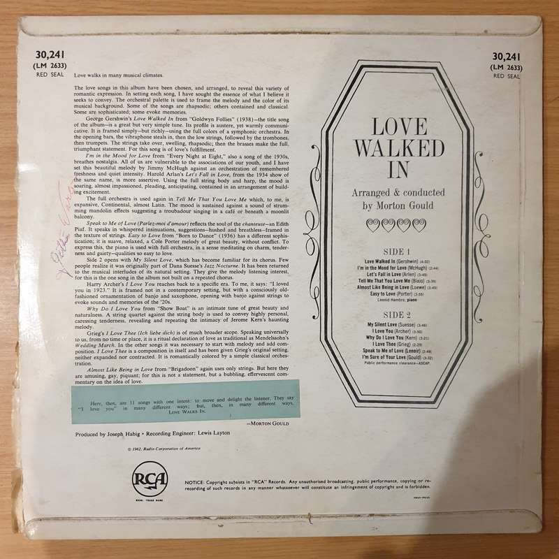 Morton Gould And His Orchestra  Love Walked In - Vinyl LP Record - Good+ Quality (G+) (gplus)