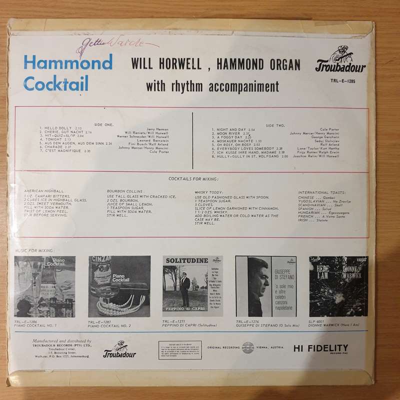 Hammond Cocktail - Will Horwell - Vinyl LP Record - Very-Good+ Quality (VG+) (verygoodplus)
