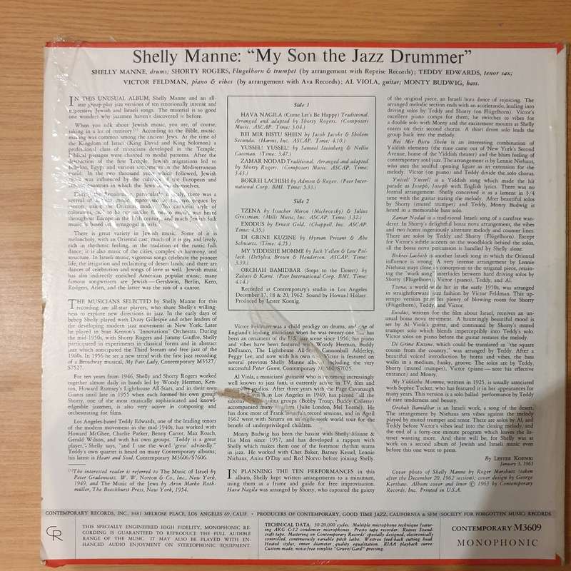 Shelly Manne  My Son The Jazz Drummer! - Vinyl LP Record - Very-Good+ Quality (VG+) (verygoodp...