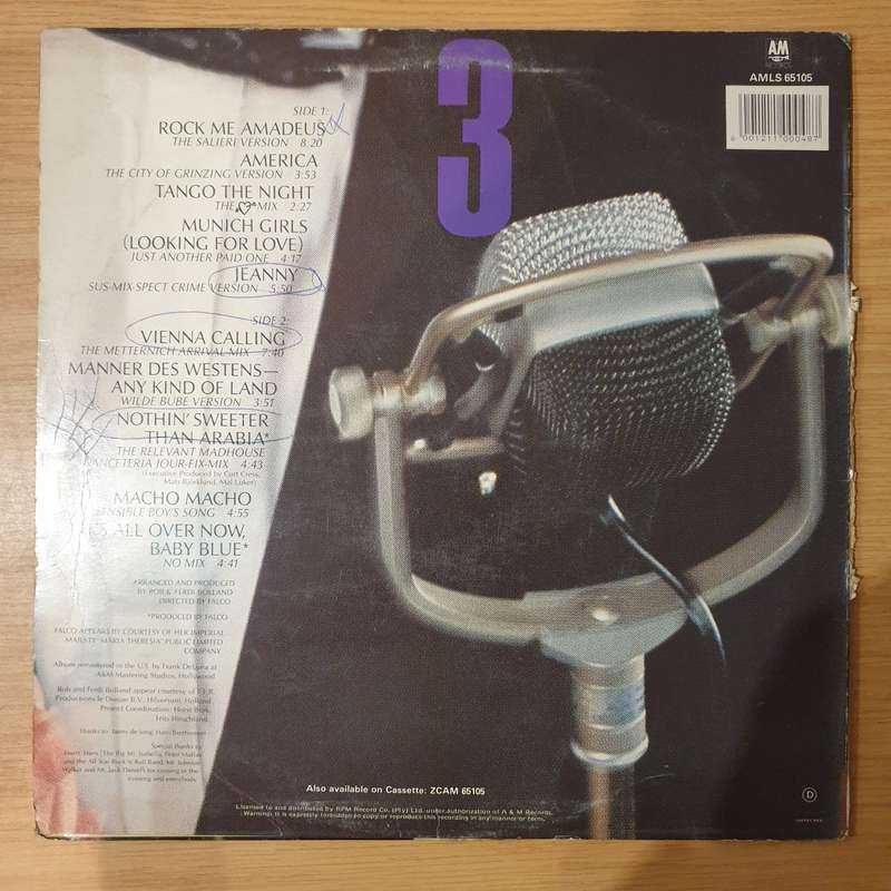 Falco  3 - Rock Me Amadeus - Vinyl LP Record - Very-Good- Quality (VG-) (minus)