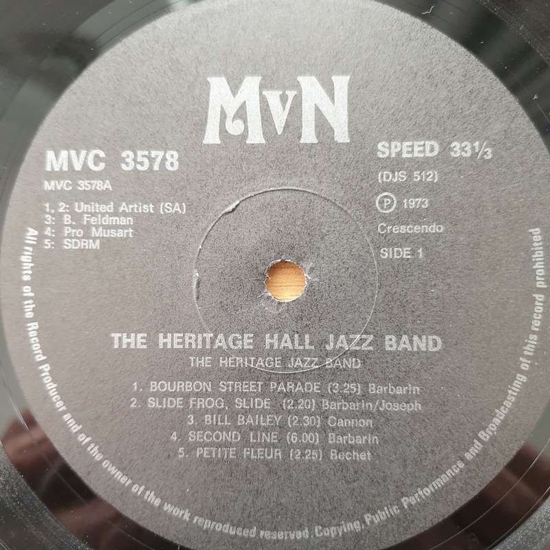 Heritage Hall Jazz Band  New Orleans - Vinyl LP Record - Very-Good+ Quality (VG+) (verygoodplus)