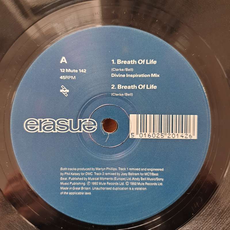 Erasure  Breath Of Life - Vinyl LP Record - Very-Good+ Quality (VG+) (verygoodplus)