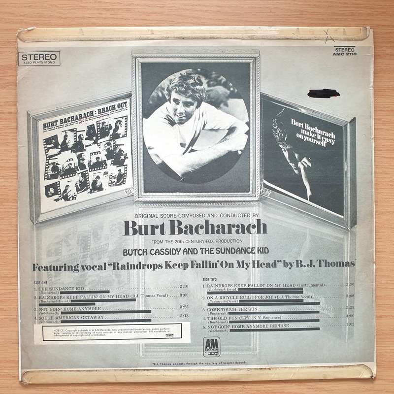 Burt Bacharach  Butch Cassidy And The Sundance Kid (Original Movie Soundtrack) - Vinyl LP R...