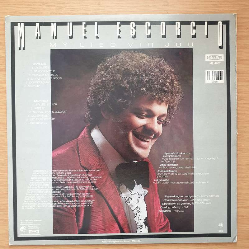 Manuel Escorcio - My Lied vir Jou  Vinyl LP Record - Very-Good+ Quality (VG+) (verygoodplus)