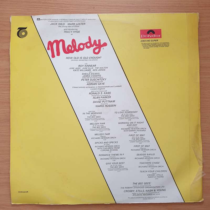 Melody - Original Soundtrack Recording - Bee Gees - Vinyl LP Record - Very-Good Quality (VG)  (ve...