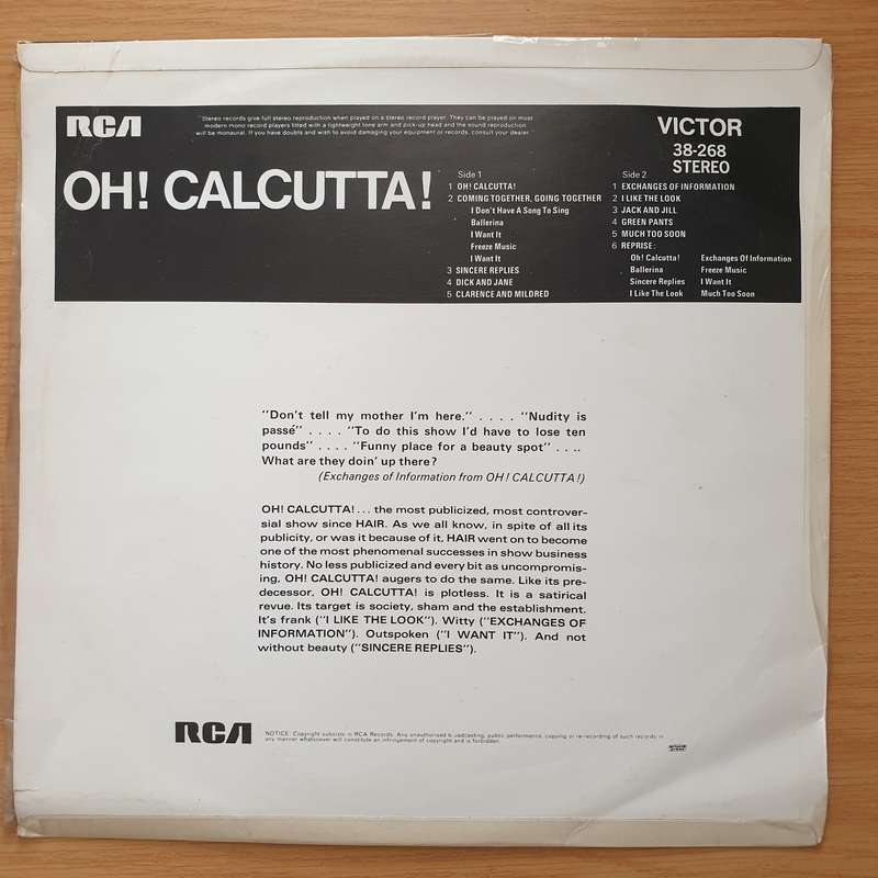 Oh! Calcutta! - Vinyl LP Record - Very-Good+ Quality (VG+)