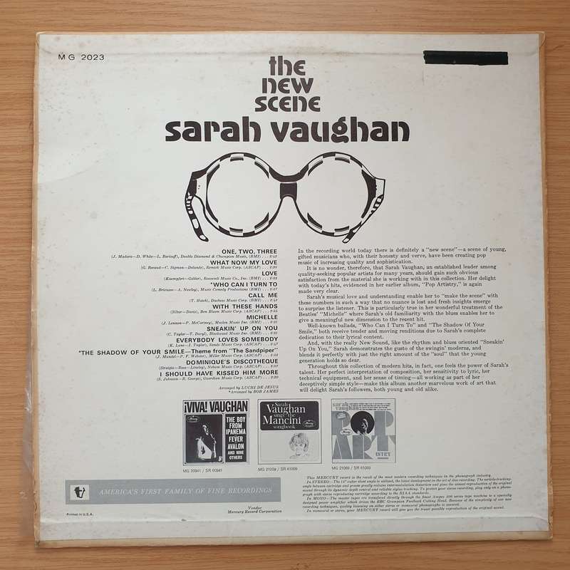 Sarah Vaughan  The New Scene  Vinyl LP Record - Very-Good+ Quality (VG+) (verygoodplus)