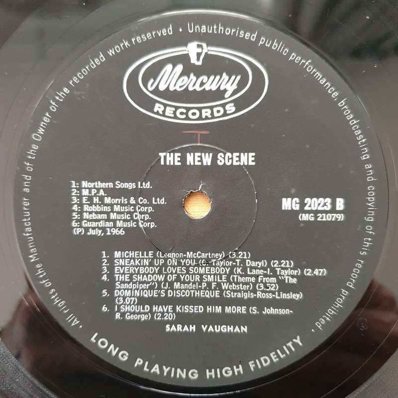 Sarah Vaughan  The New Scene  Vinyl LP Record - Very-Good+ Quality (VG+) (verygoodplus)