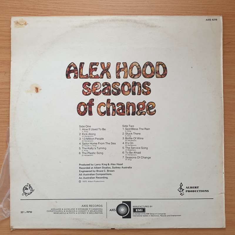 Alex Hood  Seasons Of Change  - Vinyl LP Record - Very-Good- Quality (VG-) (minus)