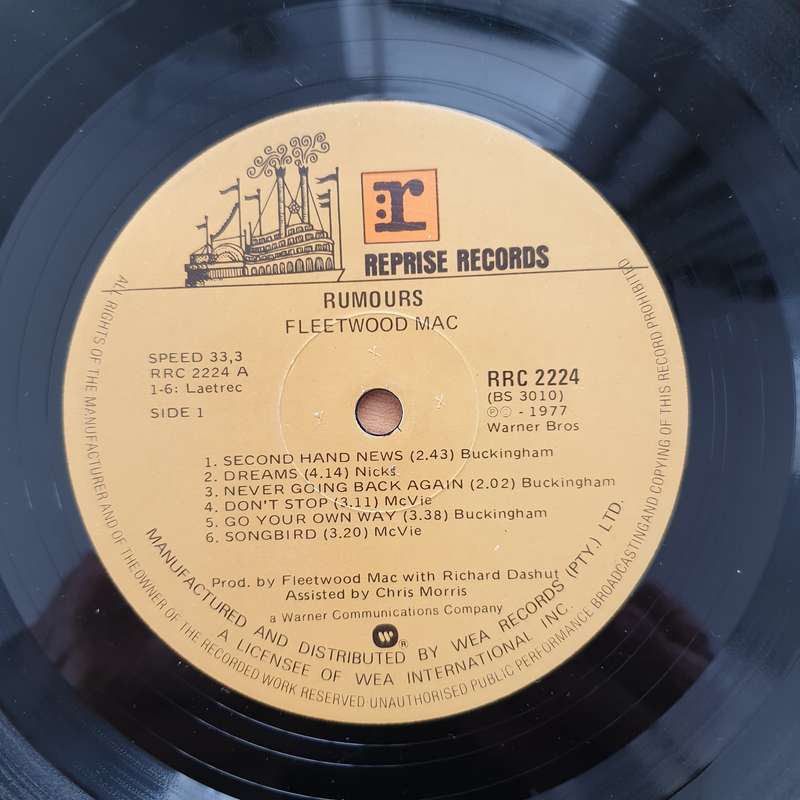 Fleetwood Mac  Rumours (RRC)  Vinyl LP Record - Very-Good Quality (VG)  (verry)