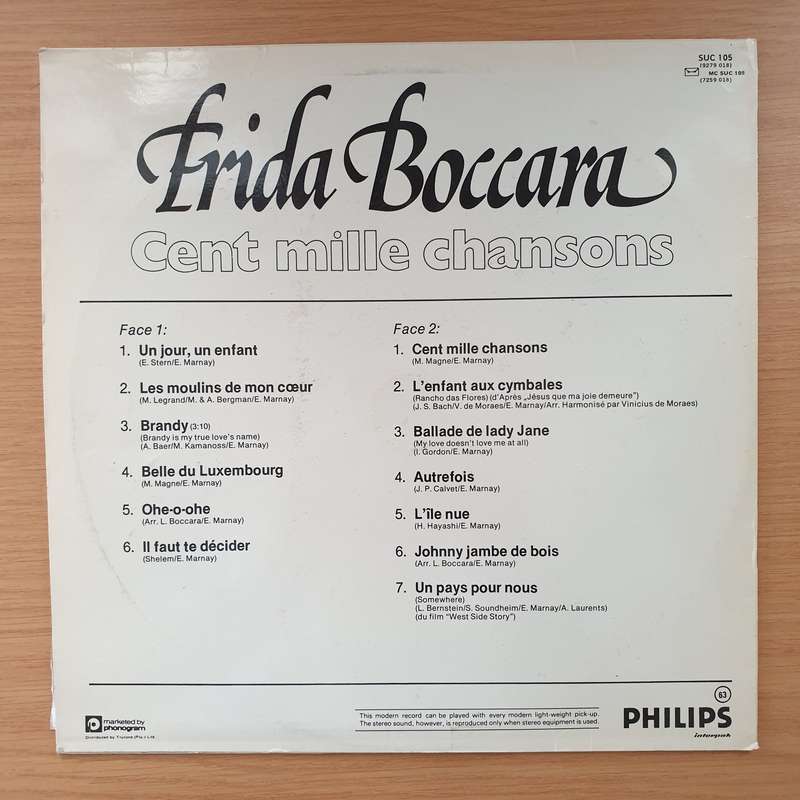 Frida Boccara  Cent Mille Chansons  Vinyl LP Record - Very-Good+ Quality (VG+) (verygood...