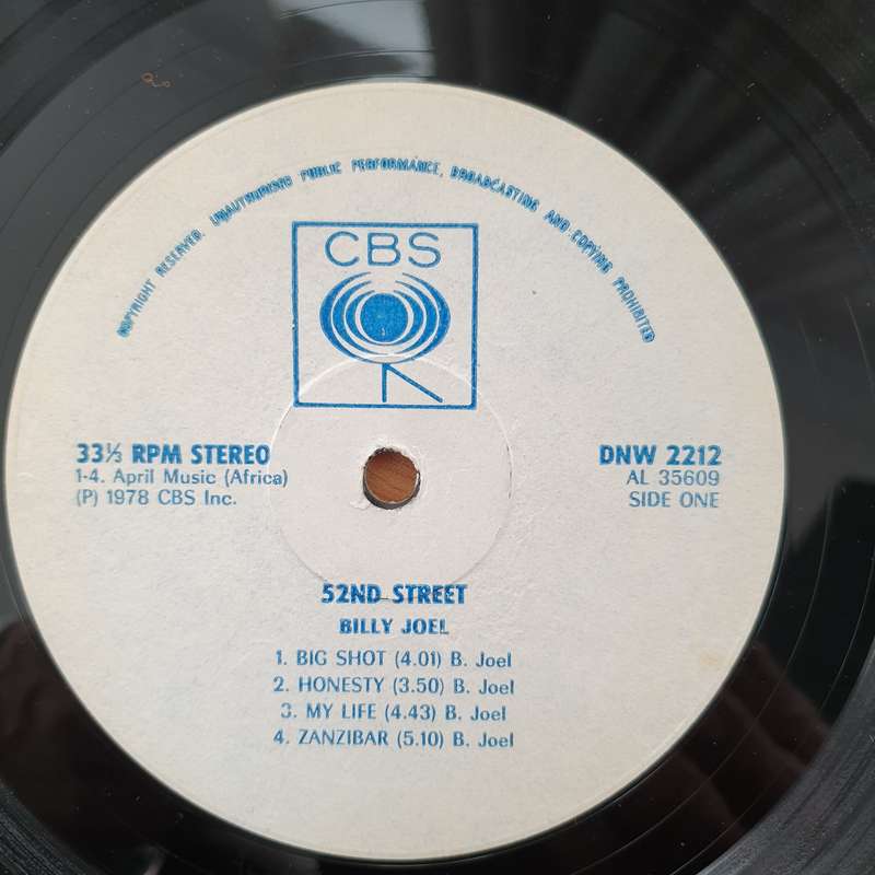 Billy Joel  52nd Street (Rhodesia/Zimbabwe) -  Vinyl LP Record - Very-Good+ Quality (VG+)