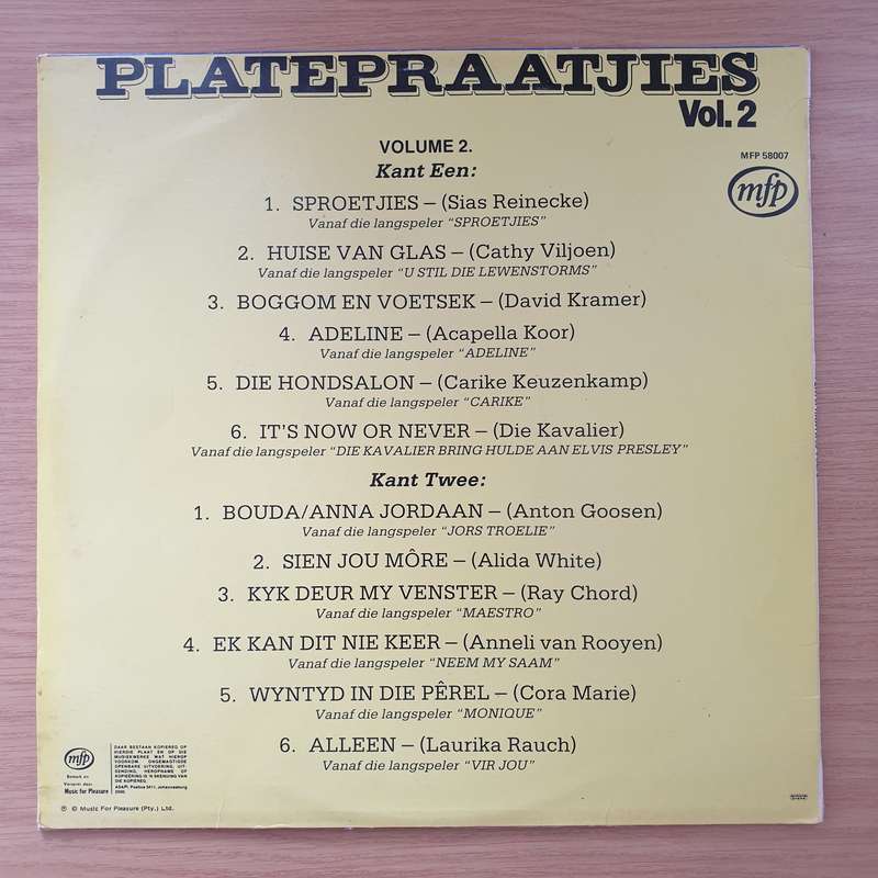 Platepraatjies Vol 2 (Anneli van Rooyen/David Kramer ....) -  Vinyl LP Record - Very-Good+ Qualit...