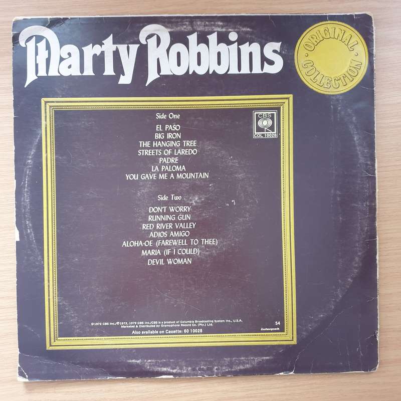 Marty Robbins - Original Collection - Vinyl LP Record - Very-Good Quality (VG)  (verry)
