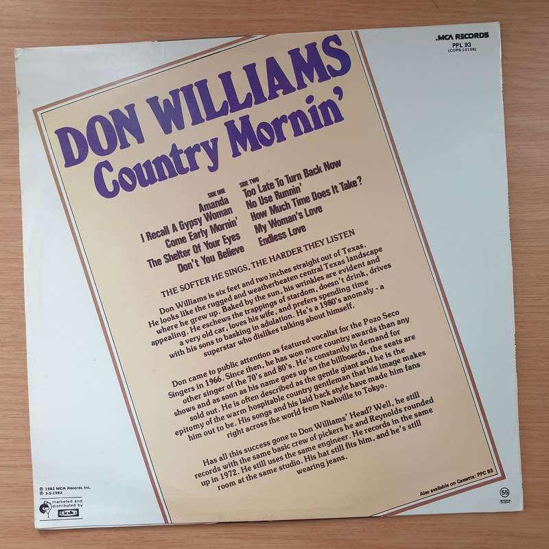 Don Williams  Country Mornin'  - Vinyl LP Record  (VG-)