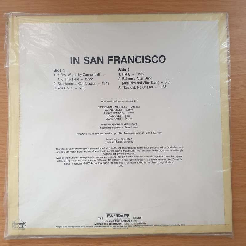 The Cannonball Adderley Quintet In San Francisco - Vinyl LP Record - Very-Good+ Quality (VG+) (ve...