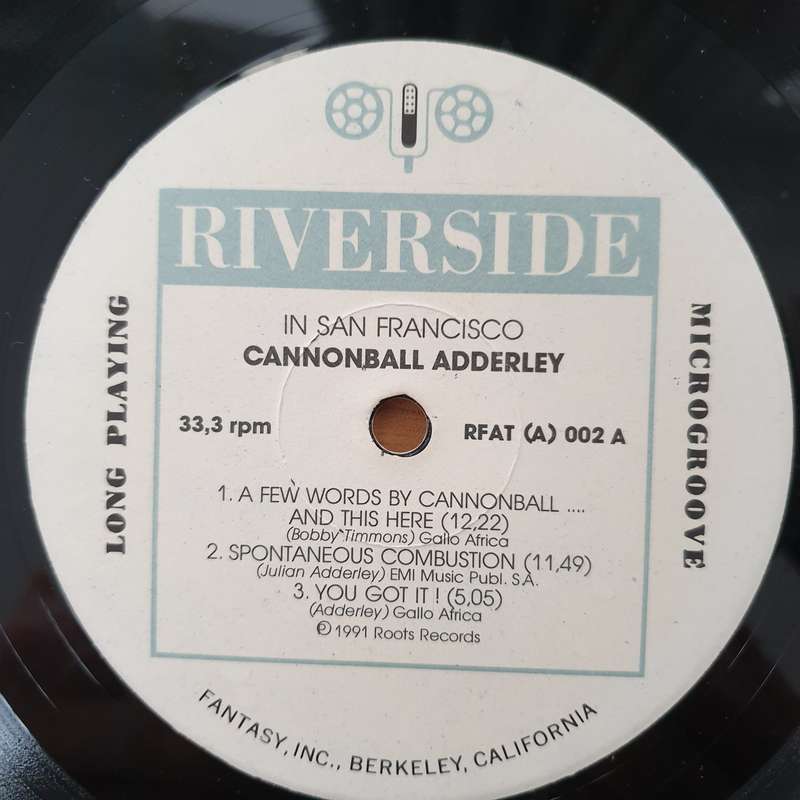 The Cannonball Adderley Quintet In San Francisco - Vinyl LP Record - Very-Good+ Quality (VG+) (ve...