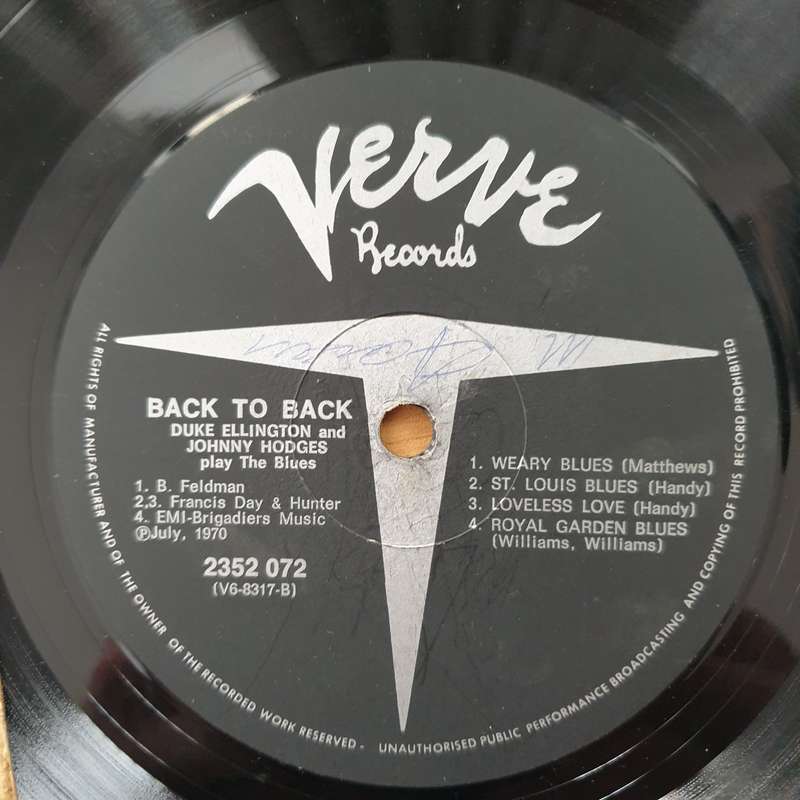 Back To Back - Duke Ellington And Johnny Hodges Play The Blues - Vinyl LP Record - Good+ Quality ...