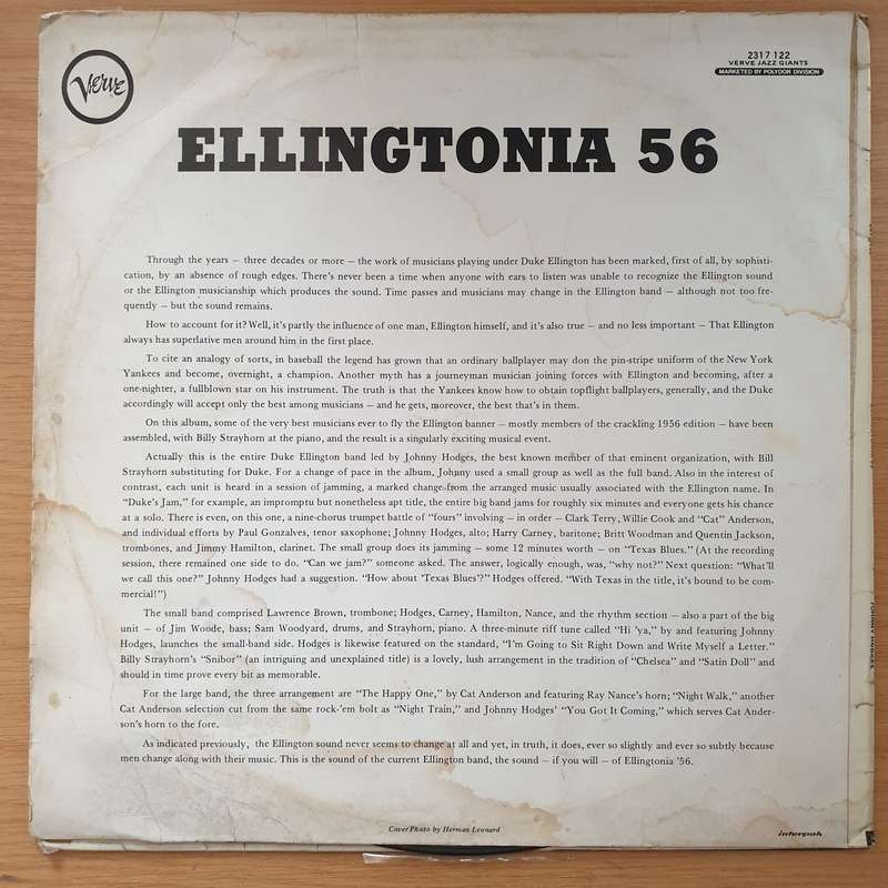 Ellingtonia '56 - Johnny Hodges  Ellingtonia '56 - Vinyl LP Record - Good+ Quality (G+) (gplus)