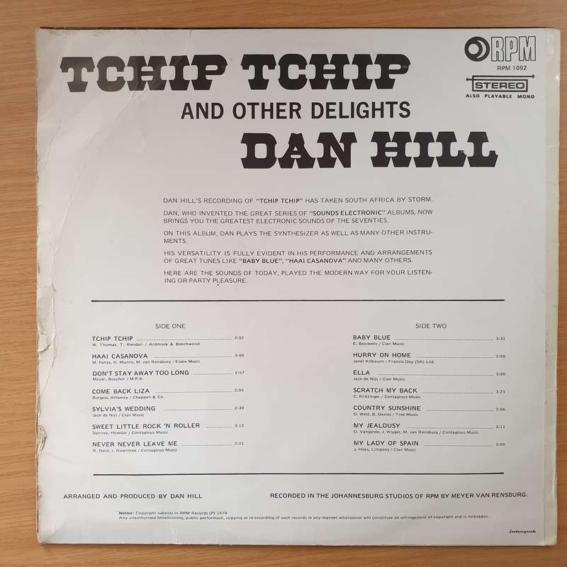 Dan Hill - Tchip Tchip and Other Delights -  Vinyl LP Record - Very-Good+ Quality (VG+) (verygood...