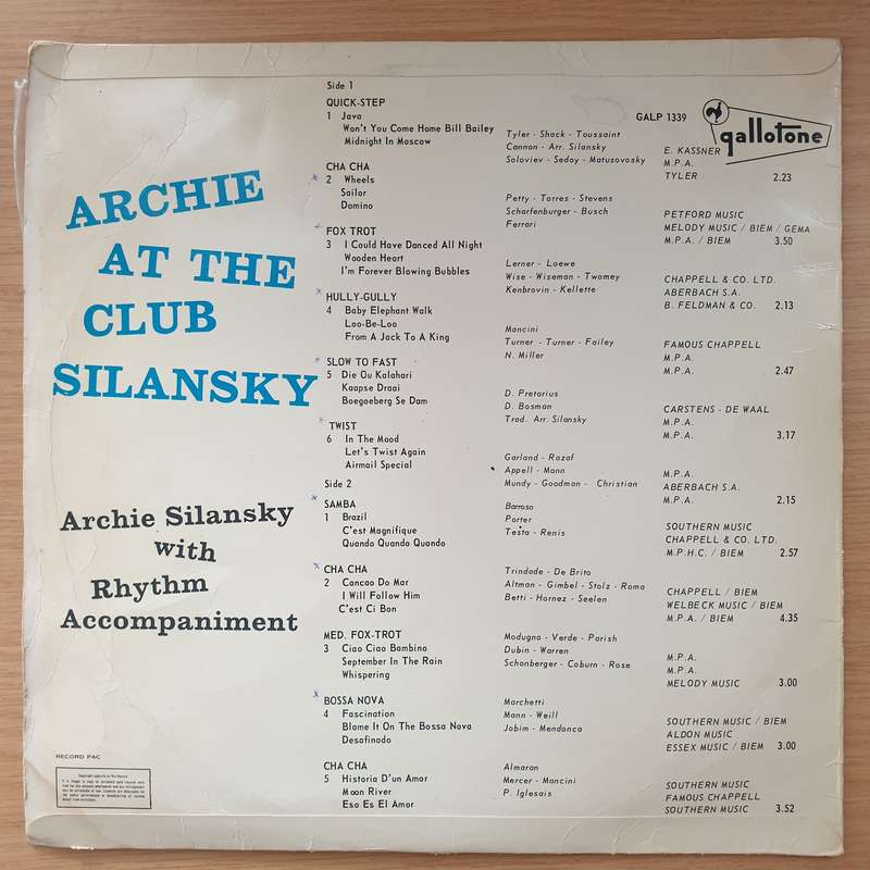 Archie Silansky  Archie At The Club Silansky  Vinyl LP Record - Very-Good- Quality (VG-) (m...